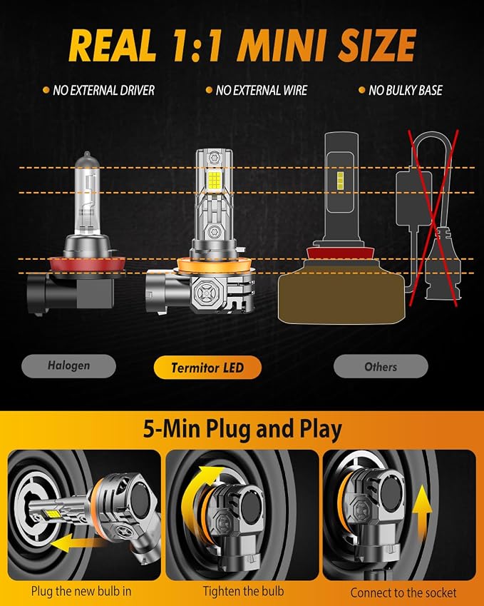 FAHREN H11/H8/H9 LED Light Bulbs, 000LM 1000% Ultra Brightness, 6500K H9 Fog - Image 3