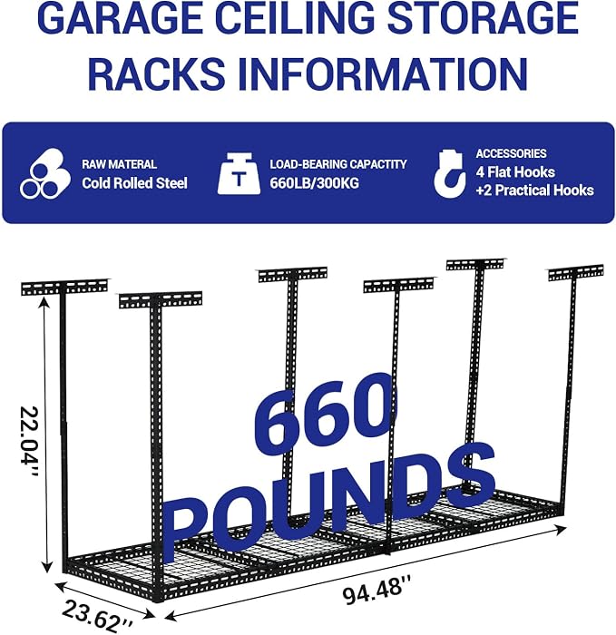 Overhead Garage Storage Rack, Heavy Duty Ceiling Storage Racks - Image 3