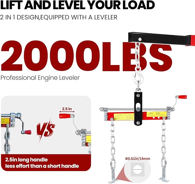 4400 Lbs Folding Engine Hoist Cherry Picker, 2 Ton Engine Hoist - Image 2