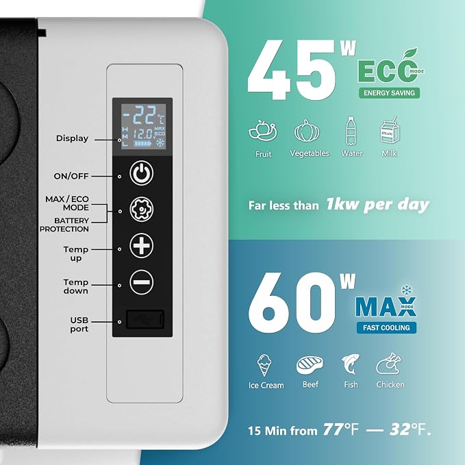 EUHOMY 12 Volt Refrigerator, 26QT Compressor Electric Cooler APP Control - Image 6