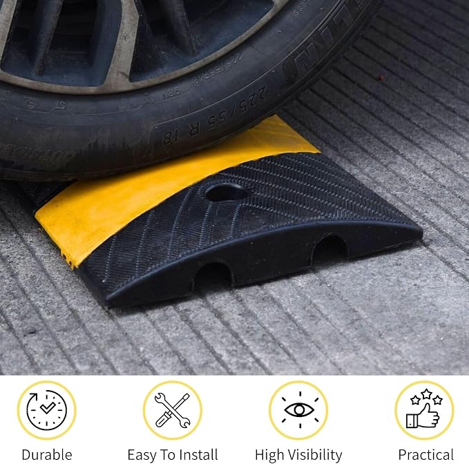 1 Pack 72 Inch Heavy Duty Rubber Speed Bump Ramp – Cable Protector, Driveway - Image 3