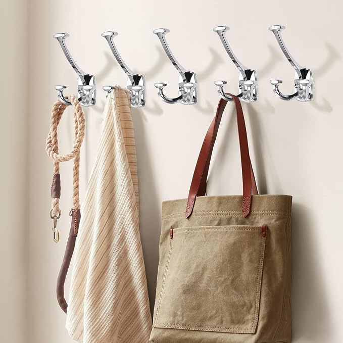 Large Wall Double-Sided Hook 5 Pack Polished Chrome Hook Decorative Heavy Duty - Image 5