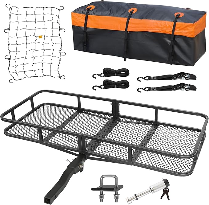 WEIZE Folding Hitch Mount Cargo Carrier 60" x 20" x 6", 500 lbs Capacity Hitch by WEIZE