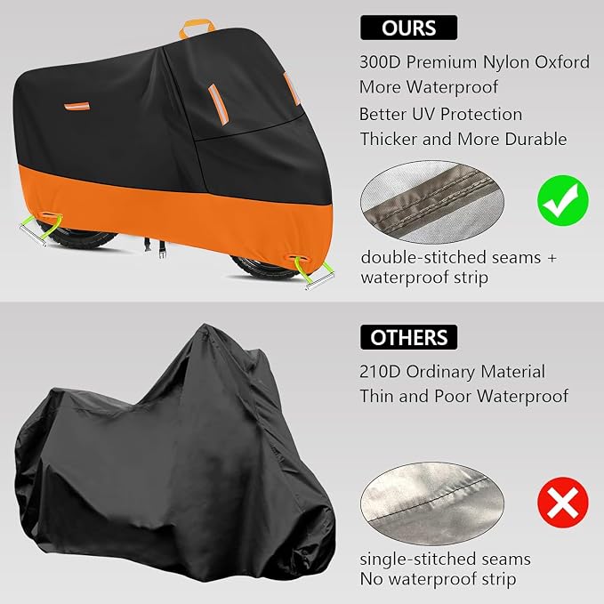 Harley Motorcycle Cover Waterproof Outdoor 300D Oxford Heavy Duty Oxford All - Image 3