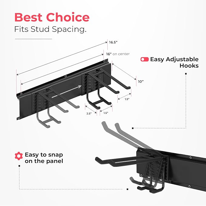 Garage Wall Organizer | 96" Heavy-Duty Tool Storage Rack | Adjustable - Image 3