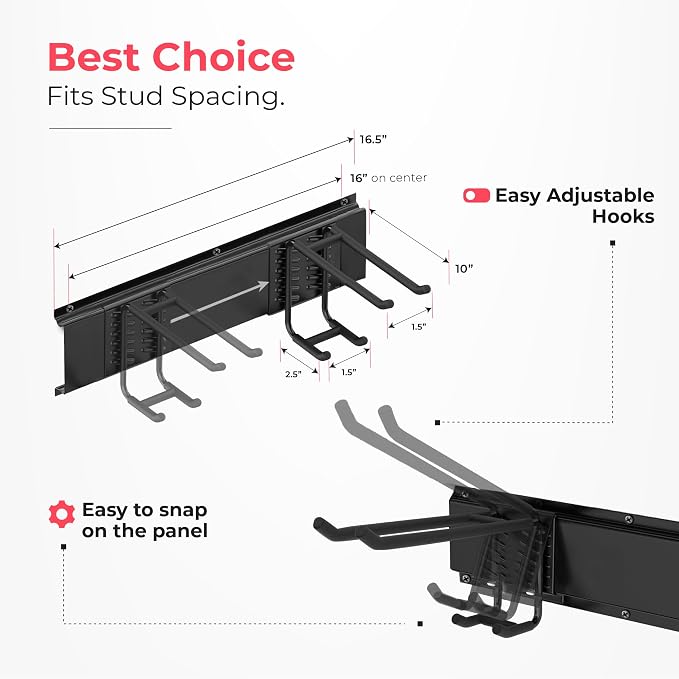Garage Wall Organizer | 32" Heavy-Duty Tool Storage Rack | Adjustable - Image 2