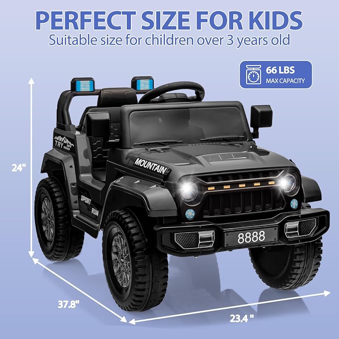 12V Kids Ride on Truck Car, w/Parent Remote Control, Twin 35w Motors, 3 Speeds - Image 6