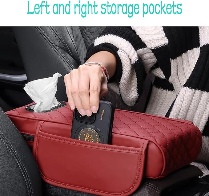 Car Armrest Cover Leather Car Console Covers Box Pad - Image 5