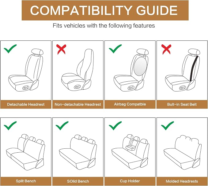 Pariitadin Leather Car Seat Covers Full Set, Waterproof Breathable Faux Leather - Image 8