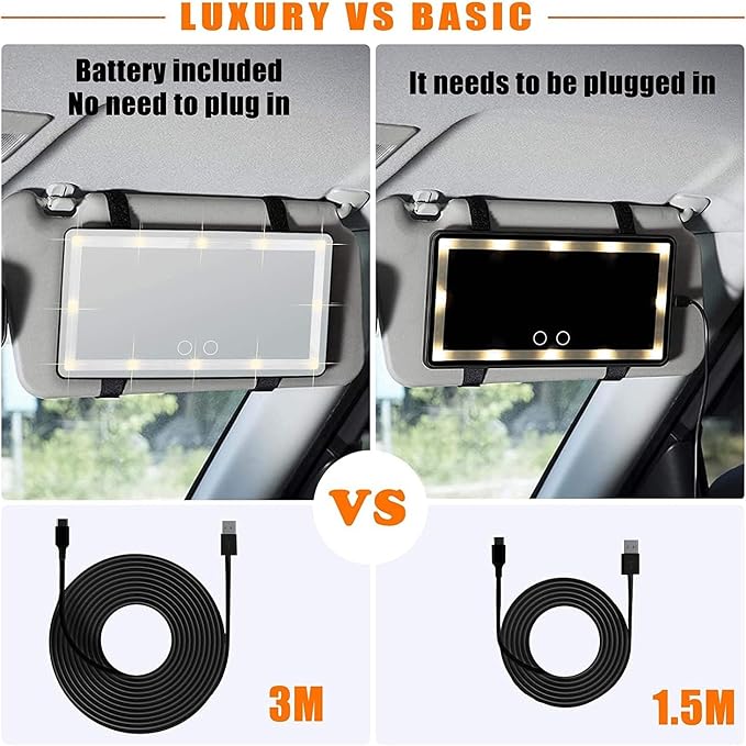 Car Vanity Mirror, with 3 Light Modes & 60 LEDs - Image 4