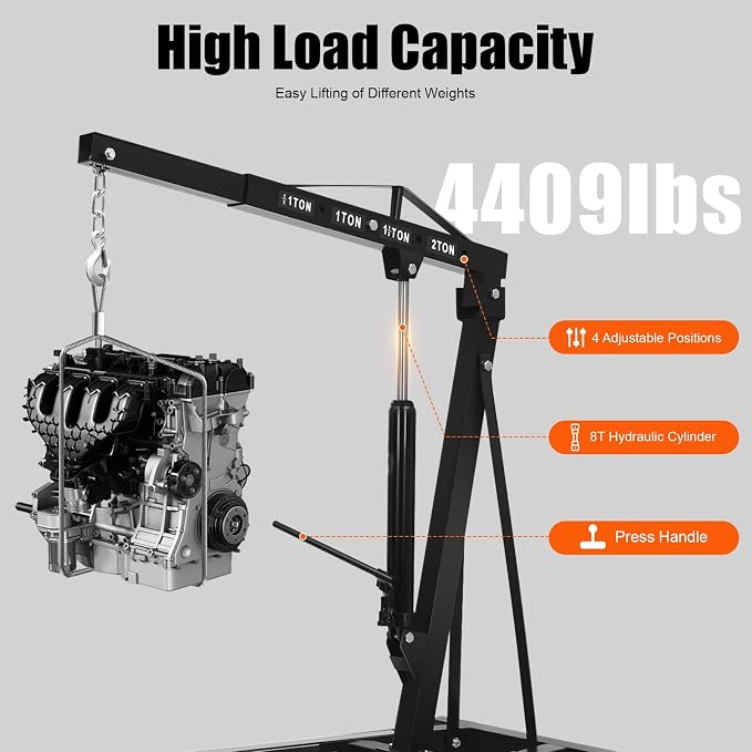 Folding Engine Crane 2 Ton Folding Engine Hoist 4400lbs Crane Hoist Lift - Image 2