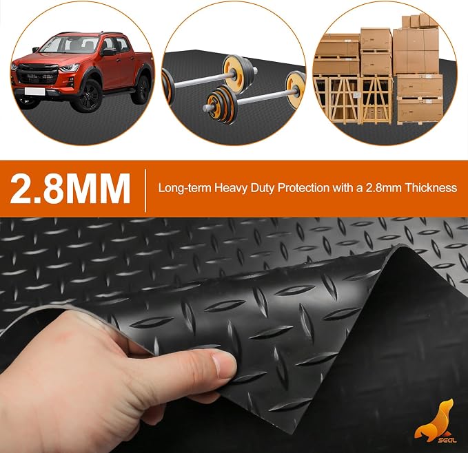 SEAL 6 x 15 Ft Premium Garage Floor Mat, Solid 2.8mm Thickened Black Commercial - Image 2