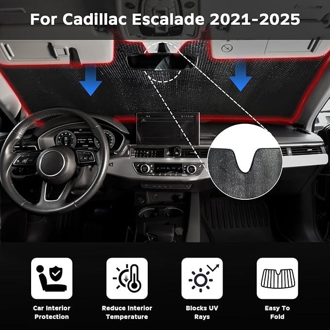 Windshield Sun Shade for Cadillac Escalade 2021-2025 - Image 2
