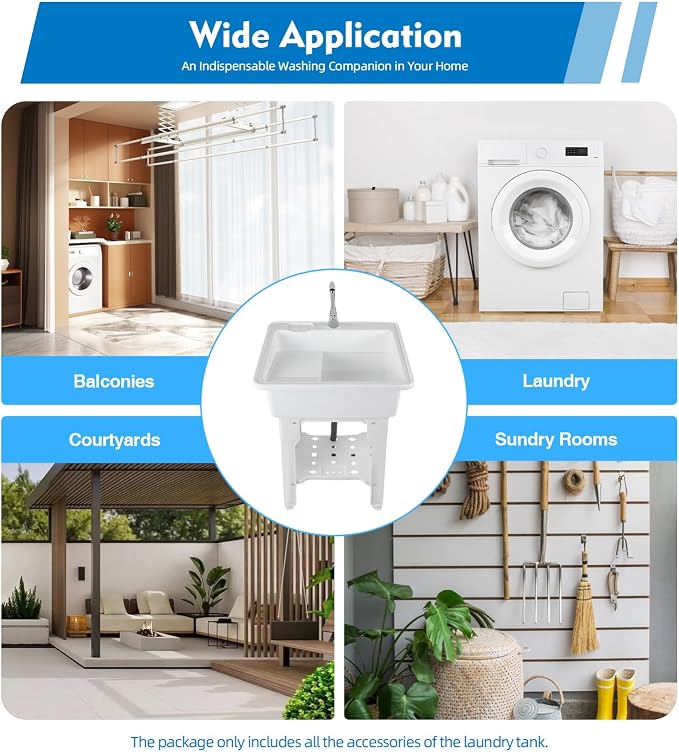 Freestanding Utility Sink Plastic Laundry Tub Sink - Image 2