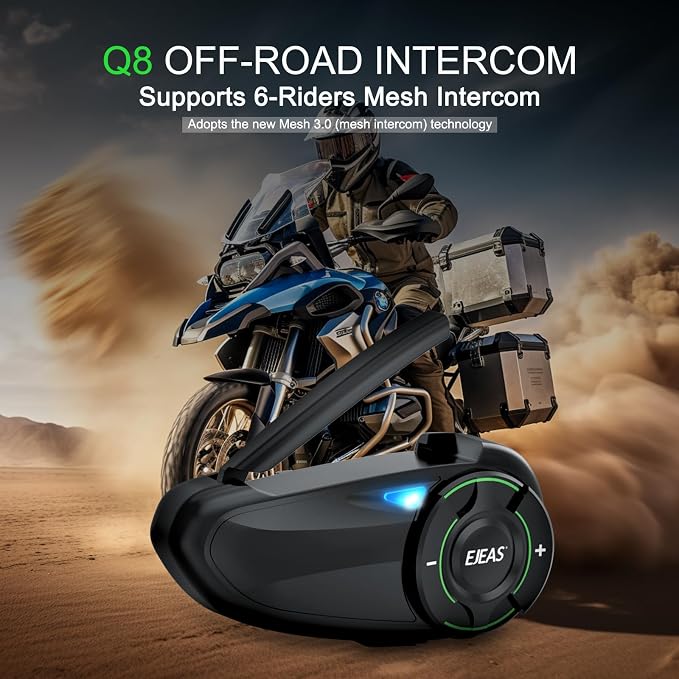 EJEAS Q8 1PC Motorcycle Bluetooth Headset, Upgraded Mesh 3.0 Intercom System - Image 2