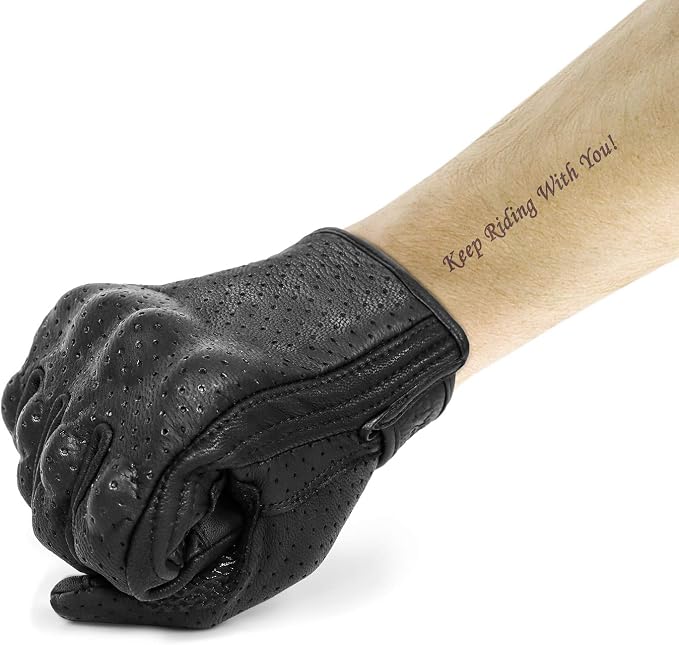 Updated Breathable Leather Motorcycle Gloves - Image 5