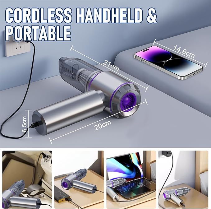 Car Vacuum Portable Cordless 20000PA High Power Mini Vacuum Cleaner 4-in-1 - Image 6