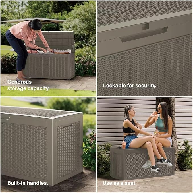 150 Gallon Resin Deck Box, Waterproof Outdoor Storage Bin - Image 8