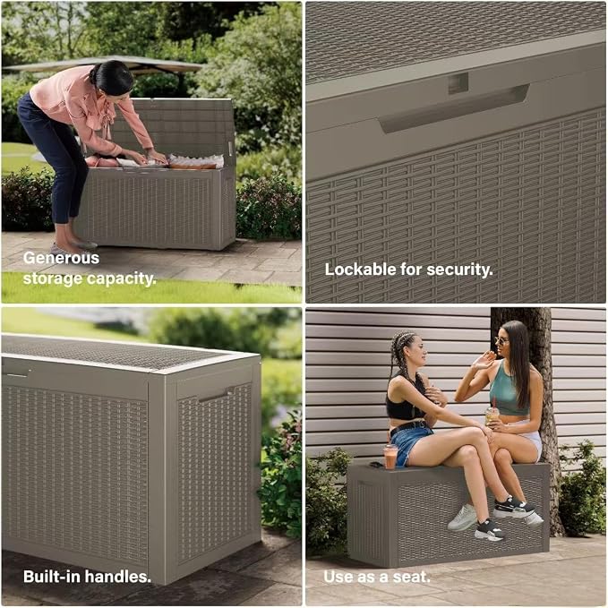 270 Gallon Outdoor Storage Box Patio Deck Box Waterproof, Resin Lockable - Image 8