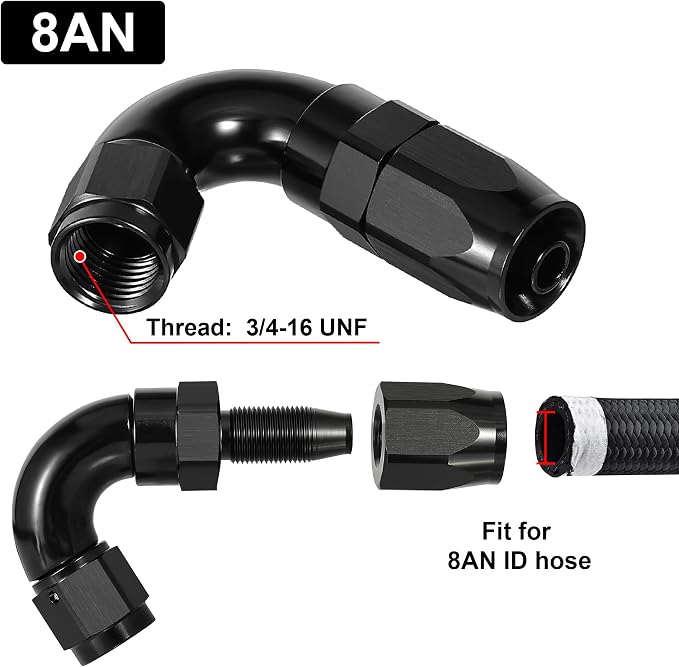 EVIL ENERGY 8AN 120 Degree One Piece Full Flow Hose End Fitting Swivel - Image 2