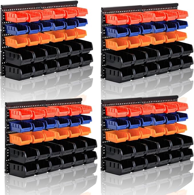 Wall Mounted Storage Bins Parts Rack 4 Colors Bin Organizer Garage Plastic Shop by MULSAME