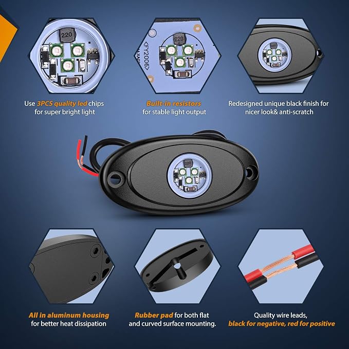 Nilight LED Rock Light Pods Waterproof Under Body Wheel Well Light Exterior - Image 3