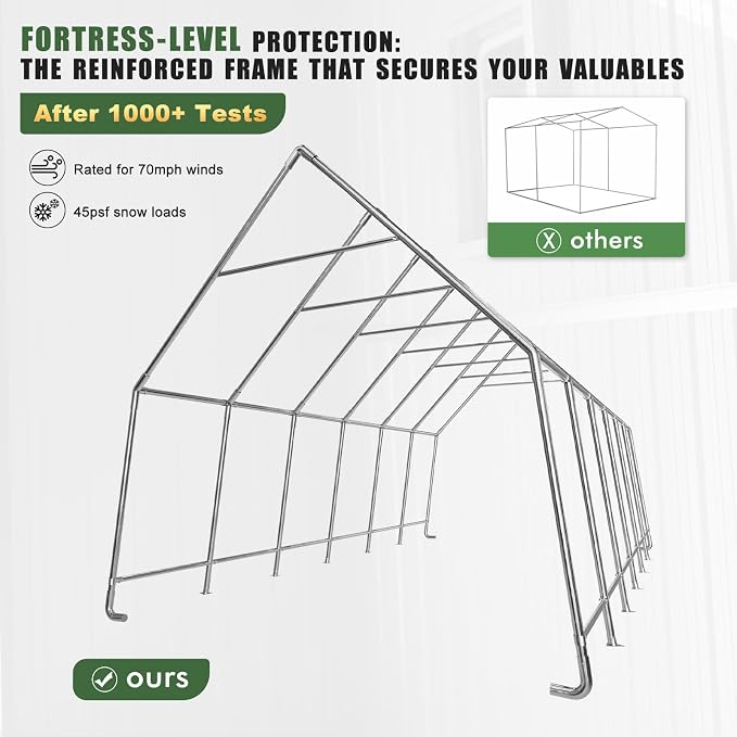 Skyview Portable Garage, 13x24 FT Heavy Duty Carport Canopy - Image 5