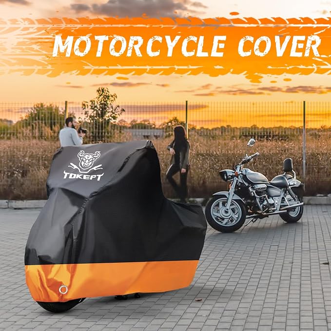 Motorcycle Cover, All-Season Waterproof Outdoor Sun Protection Fit up to 104 - Image 7