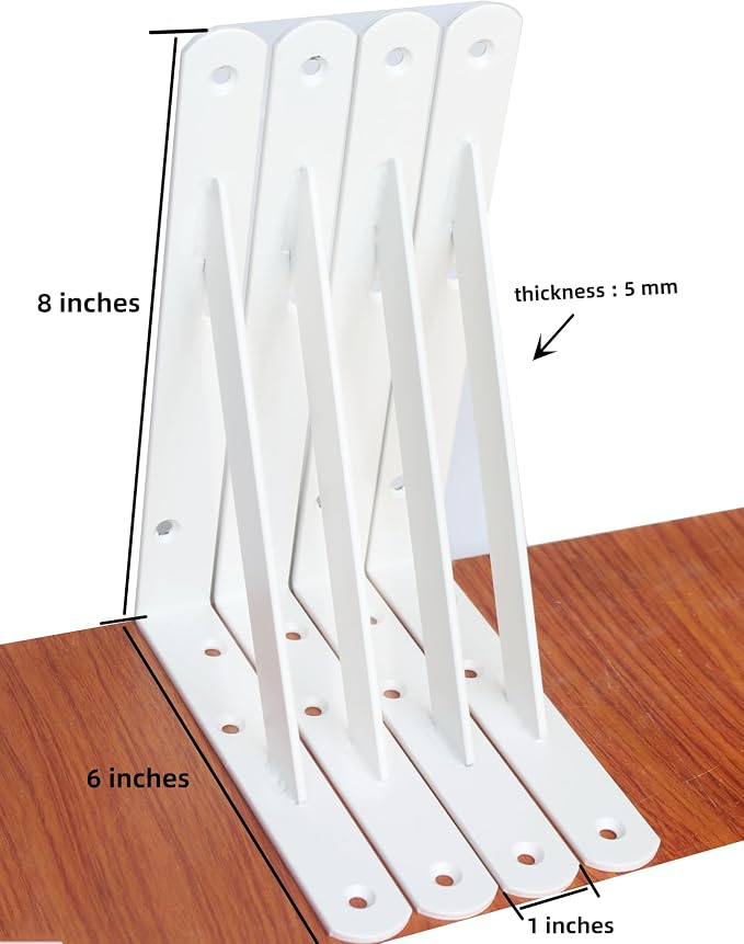 20 Pack L8 x H 6" White Heavy Duty Shelf Brackets - Image 2