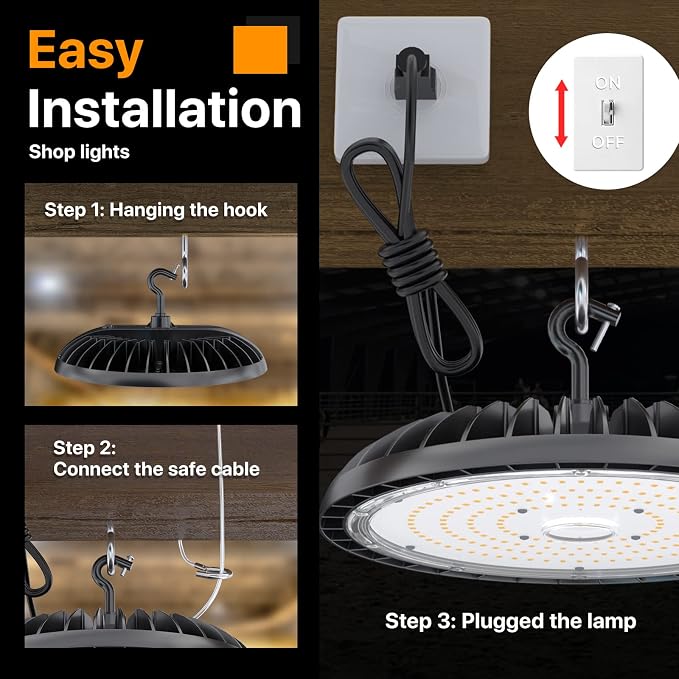 2 Pack LED High Bay Light 150W, 22500 lm, IP65 Waterproof, Commercial Lighting - Image 5