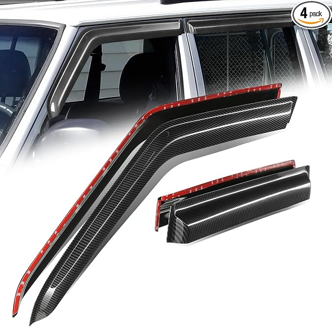 Auto Dynasty 4Pcs Carbon Fiber Pattern Window Visors Compatible by AutoDynasty