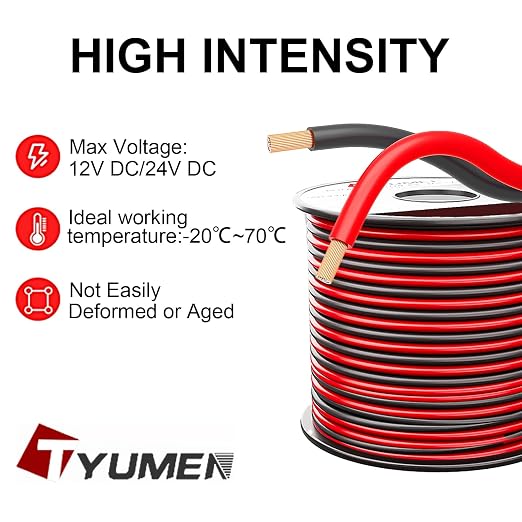 100FT 12/2 Gauge 2pin 2 Color Red Black Cable Hookup Electrical Wire LED Strips - Image 6