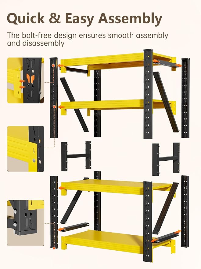 4-Tier Storage Shelves, Adjustable Industrial Metal Shelf System, 200lbs - Image 7