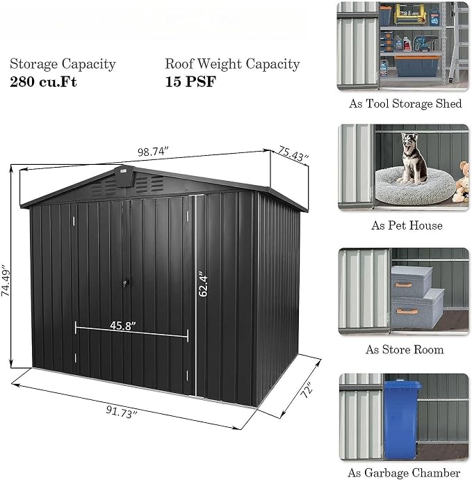 IKERY Galvanized Steel Storage Shed - Image 5