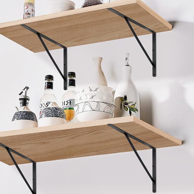 8 Pack L22 x H 12" Black Heavy Duty Shelf Brackets - Image 5