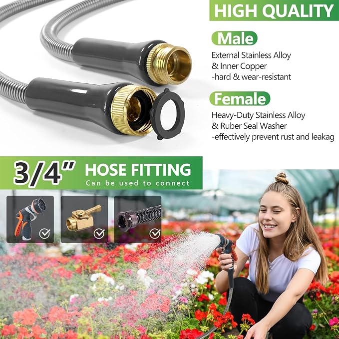 Sunfiier Short Garden Hose 5 Ft – Extension Leader Hose-304 Stainless Steel - Image 3