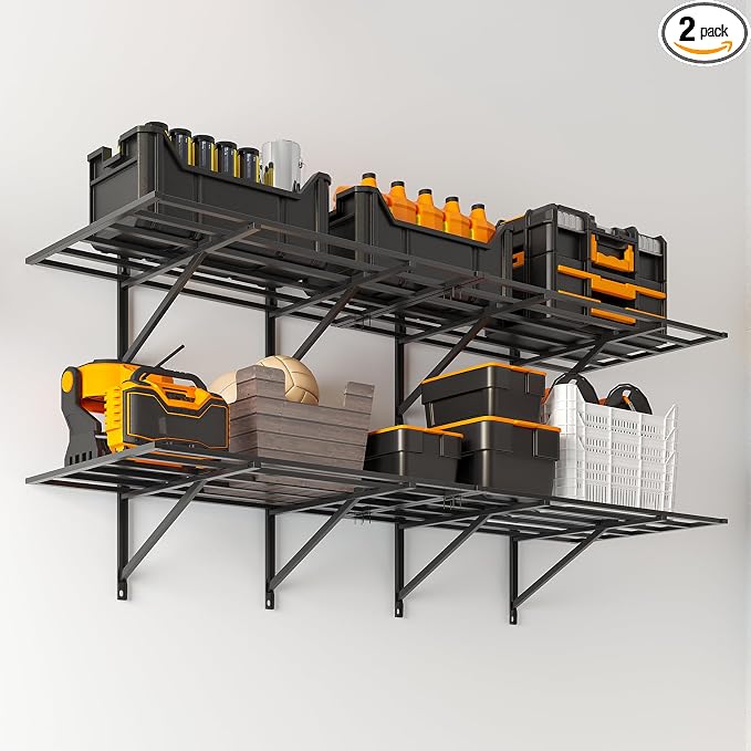 Solid 2x6 ft Garage Storage, 2 Pack 1600 lbs Total Weight Capacity, Heavy Duty by eShelf
