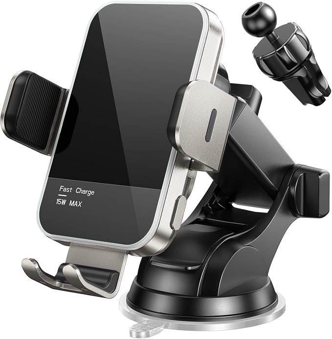 Wireless Car Charger, 【7 Colored RGB Backlit】 15W Auto Clamping Car Charger by Mosurr