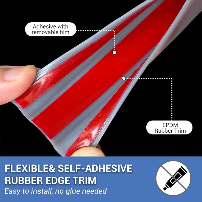 Rubber Edge Trim, Flexible Edge Banding, 3/8" U Channel Protector, Self - Image 3