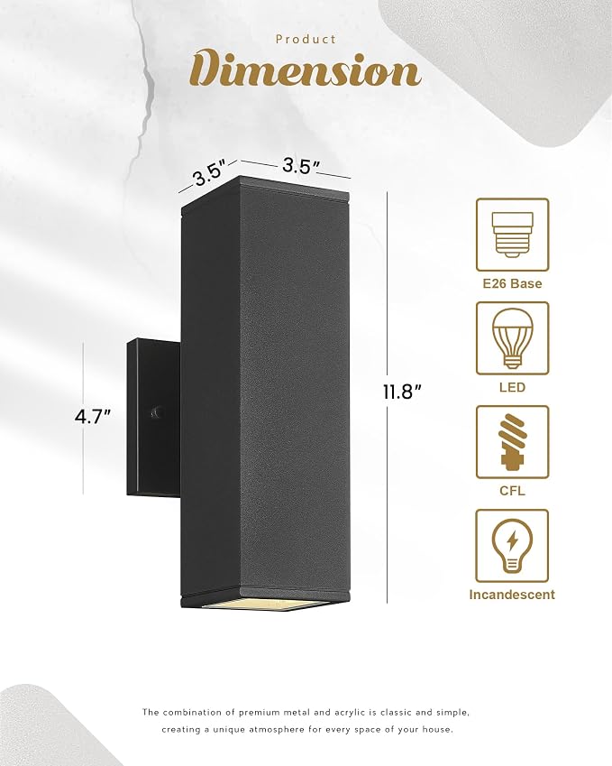 Ken & Ricky Outdoor Wall Lights, Modern Exterior Lighting Fixtures, Aluminum - Image 5