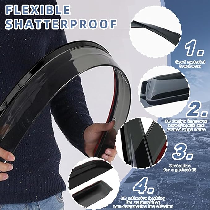 Window Visors Rain Guards fits 2011-2023 C-hrysler 300, Out-Channel Window Wind - Image 4