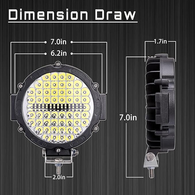Round LED Off Road Lights 210W 21000lm, Trucks Tractor LED Work Lights - Image 2