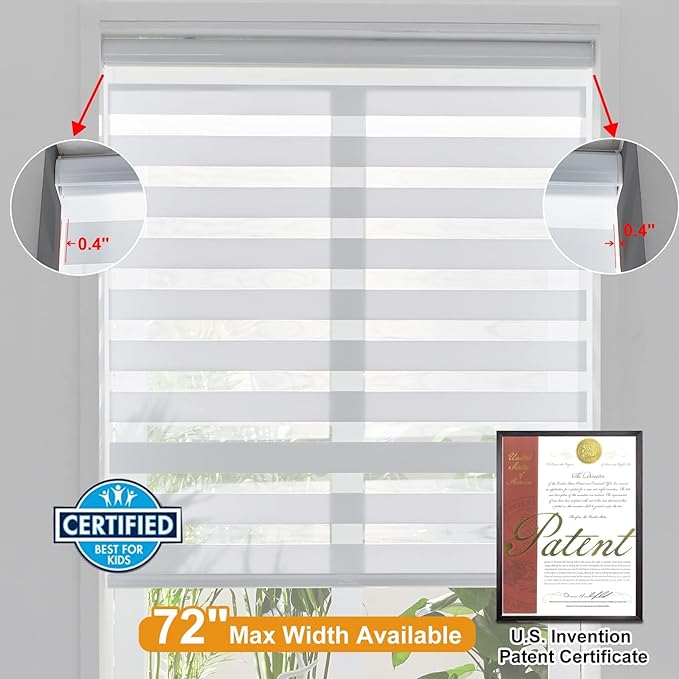 Persilux Cordless Zebra Blinds for Windows, Free-Stop Dual Layer Zebra Roller - Image 4