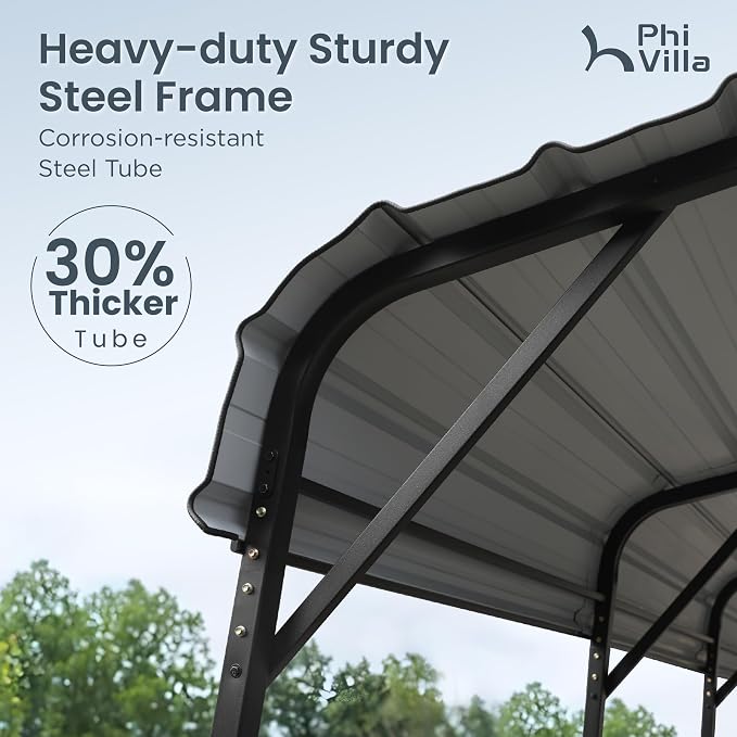 PHI VILLA 12'x30'x8.5 'Metal Carport - Image 3