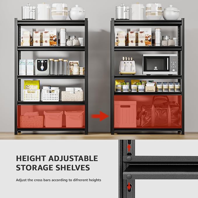 84" H x 55.12" W 5 Tier Metal Garage Shelves, 3000 LBS Heavy Duty Adjustable - Image 6