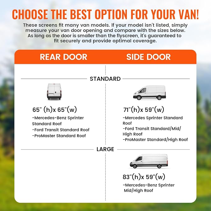 71''H x 59''W Van Bug Screen Side Door Sliding Door Window Covers - Image 2
