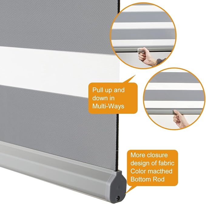 Persilux Cordless Zebra Blinds for Windows Free-Stop Dual Layer Roller Windows - Image 3