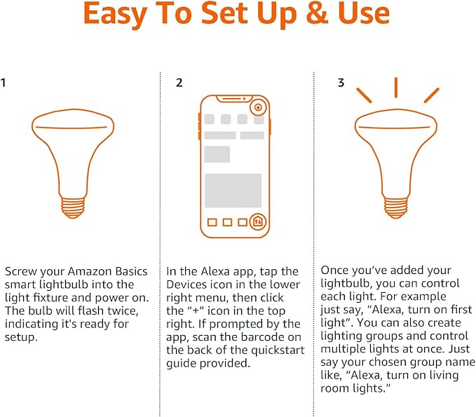 Amazon Basics Smart BR30 LED Light Bulb, Color Changing, Works - Image 5