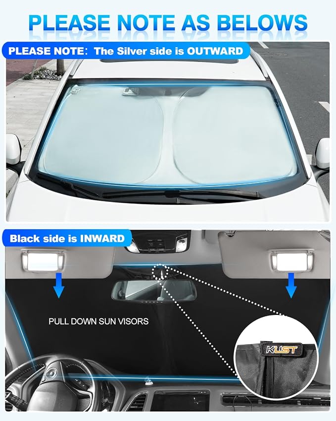 KUST Windshield Sun Shade for 2006–2010 Dodge Charger Window Shade Sun Visor - Image 2