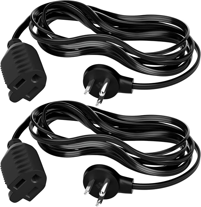 Elecan Flat Plug Extension Cord 1 Ft 2 Pack by Elecan